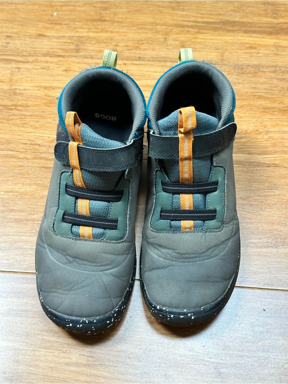 Bogs Green and Orange Kids Slip-On Sneakers